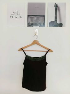 Chic Brown Lace Trim Cami Top