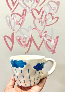Aesthetic Handcrafted Blue Cloud Ceramic Mug with