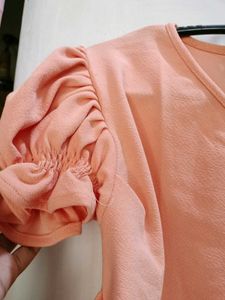 Peachy Puff Sleeve Wrap Top