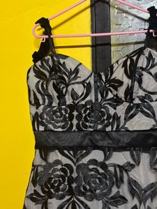 Elegant Black Floral Lace Dress