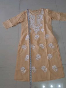 NEW Elegant Peach Chikankari Kurta