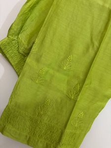 Lime Green Embroidered Kurta