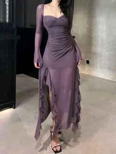Newme sweetheart neck side ruffle dress