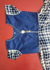 Blue &amp; White Plaid Maxi Dress