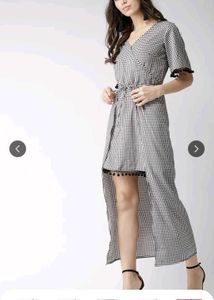 Popnetic Chic Gingham High-Low Dress
