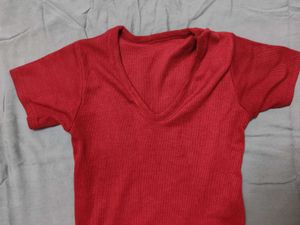 Red V-Neck Tee