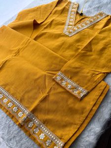 Elegant Mustard Kurta Set with Embellishments