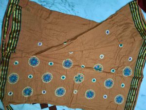 Embroidered Brown Saree