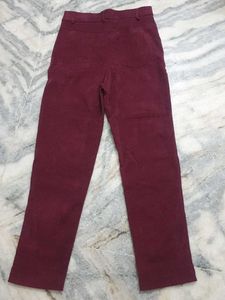 Burgundy Corduroy High-Waisted Pants