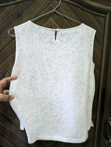 Chic White Lace Overlay Top
