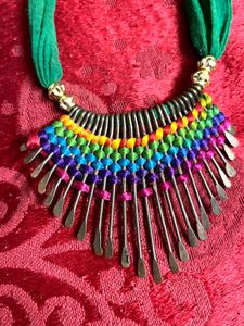 Bohemian Rainbow Statement stretchable Necklace