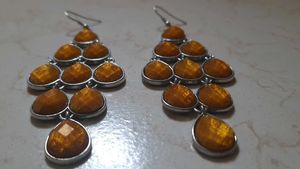 Yellow Long Earrings Drop Shape clearance