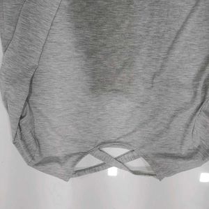 Grey Star Print T-Shirt with Criss-Cross Back