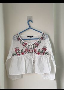White Peplum Top