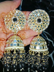 Big Jhumkas Available In Black Colour