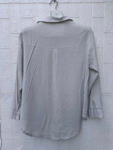 New witg tag Korean Elegant Sheer Grey Shirt