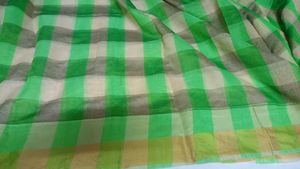 Vibrant Green Checkered Saree