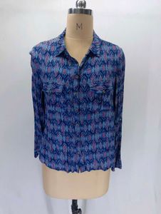 Stylish Blue Printed Button-Up Shirt