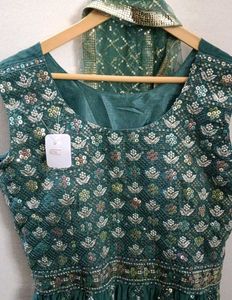 Elegant Emerald Kurta Set with Dupatta