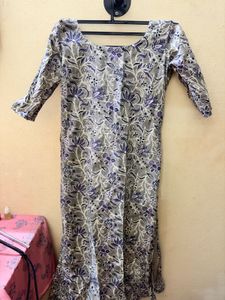 Grey Floral Print Kurta