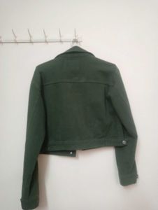 Women's Green Cropped Denim Jacket