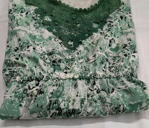 Bohemian Green Floral Kaftan Kurti