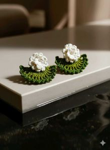 💙 💚 Crochet handmade floral Earrings