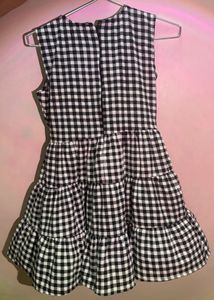 Black and White Gingham Tiered Dress