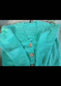 Cozy Teal Fuzzy Cropped Cardigan