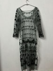 Grey lace embroidery Kurti
