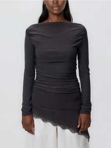 Zara Chic Asymmetrical Lace Trim Top