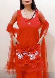 Stunning Red Ethnic Kurta Set with Dupatta