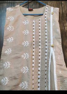 Elegant Beige Embroidery kurta