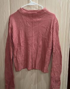 Pink Ribbed Korean Knit Bell Sleeve Top