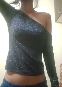 Sparkly One-Shoulder Top