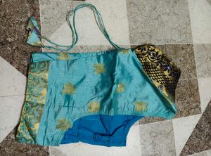 Beautiful Teal Saree with Gold Floral