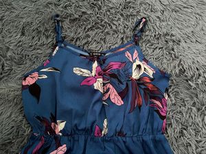 Floral Deep Blue Sleeveless Dress