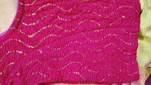 rose pink Embellished Saree Blouse