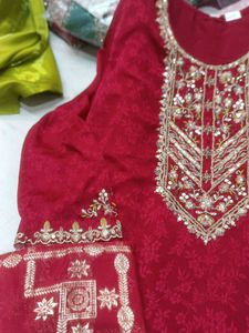 Elegant Red Embroidered Kurta Set