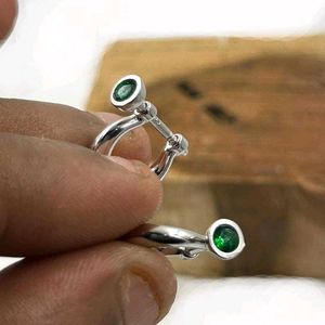 925 sterling silver Garnet Moissanite Hoop Earring