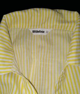 Littlebox Striped Puff Sleeve Button-Up Top