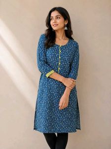 Blue Floral Print Kurta