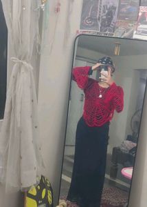 Unique Red Spiderweb crochet top