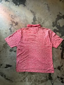 Men's Pink Geometric Print Polo Shirt