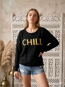 🌸 Imported Black Graphic Knit Sweater C