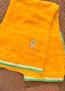 Vibrant Yellow Embroidered Saree