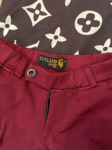 Maroon Slim Fit Casual Pants