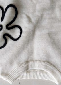 Cream Knit Sweater with Black Detail