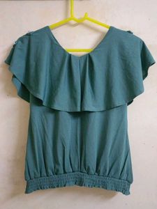 Teal Ruffled Top
