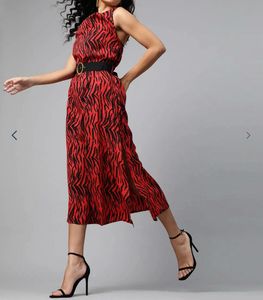 Red Tiger Print Slip Dress
